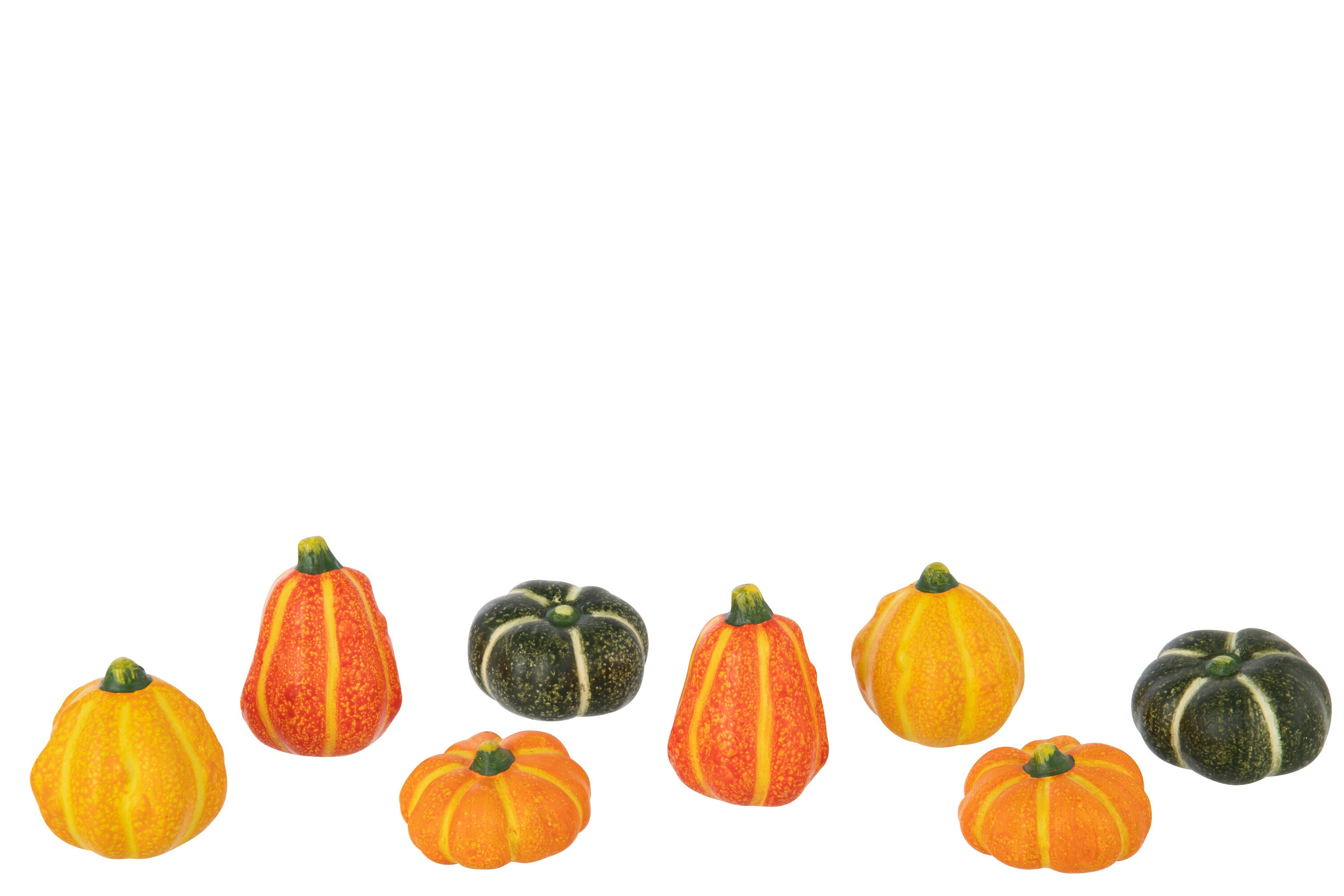 J-Line decoratie Pompoen - keramiek - mix - doos van 8