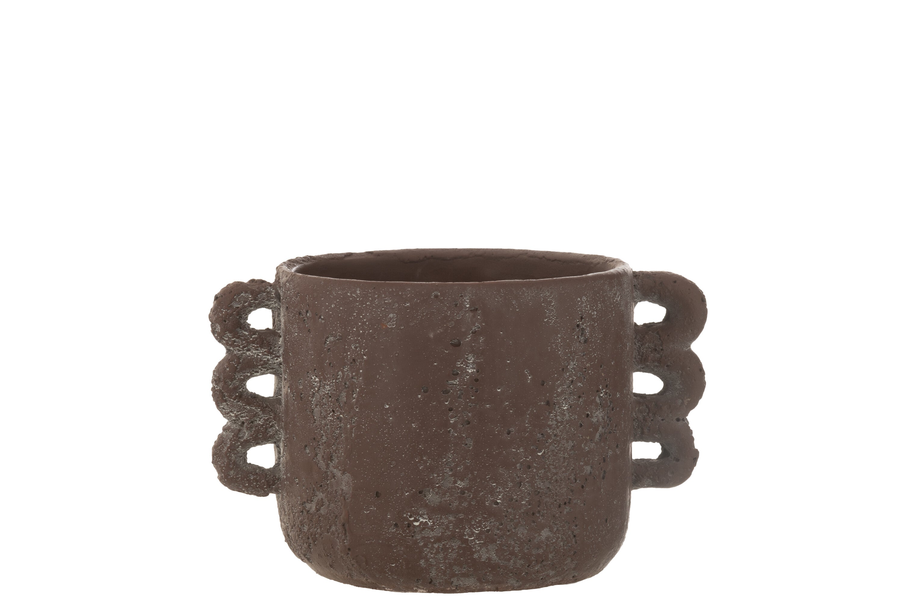 J-Line bloempot Celia - keramiek - bruin - small - 2 stuks - Ø 21 cm