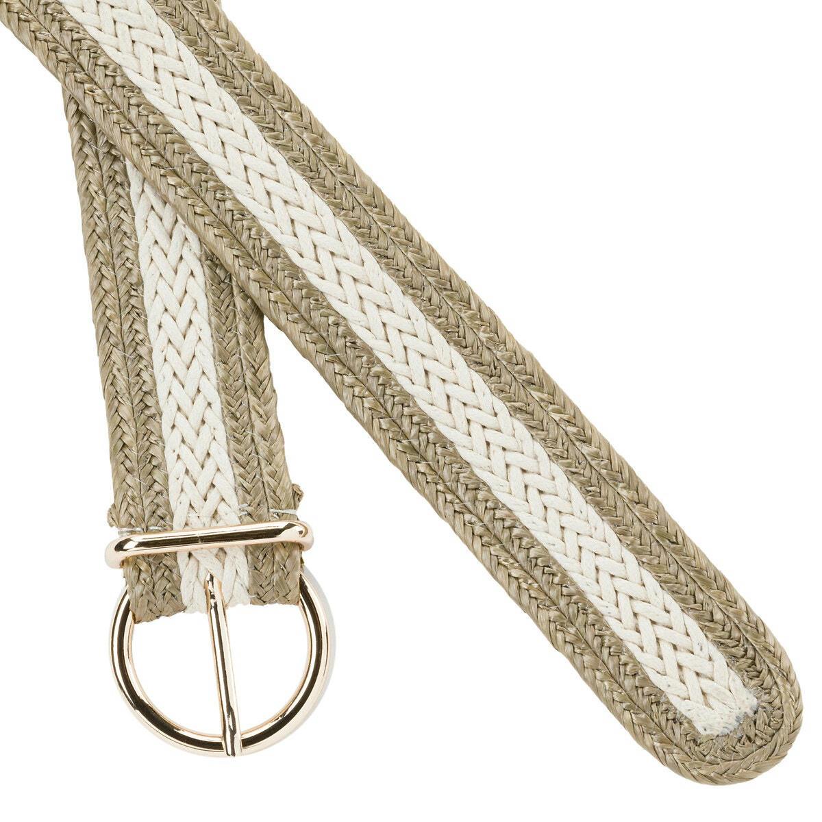 Ceinture tressée en raphia bicolore