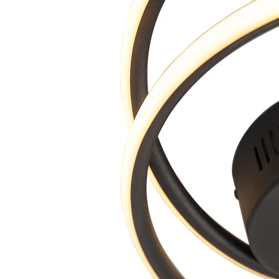 Qazqa plafondlamp rowan zwart ge?ntegreerde led