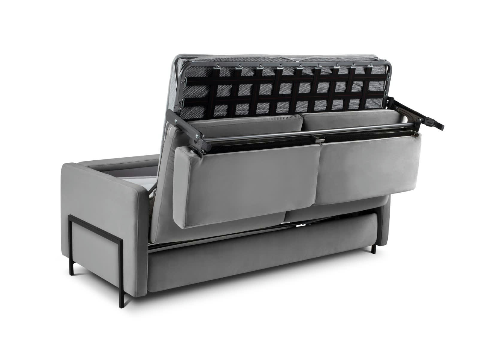 YANIS - Canapé Convertible 3 places en Velours Gris Foncé