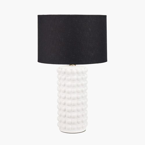 Ruma Bobbled Ceramic Tall Table Lamp With Drum Shade