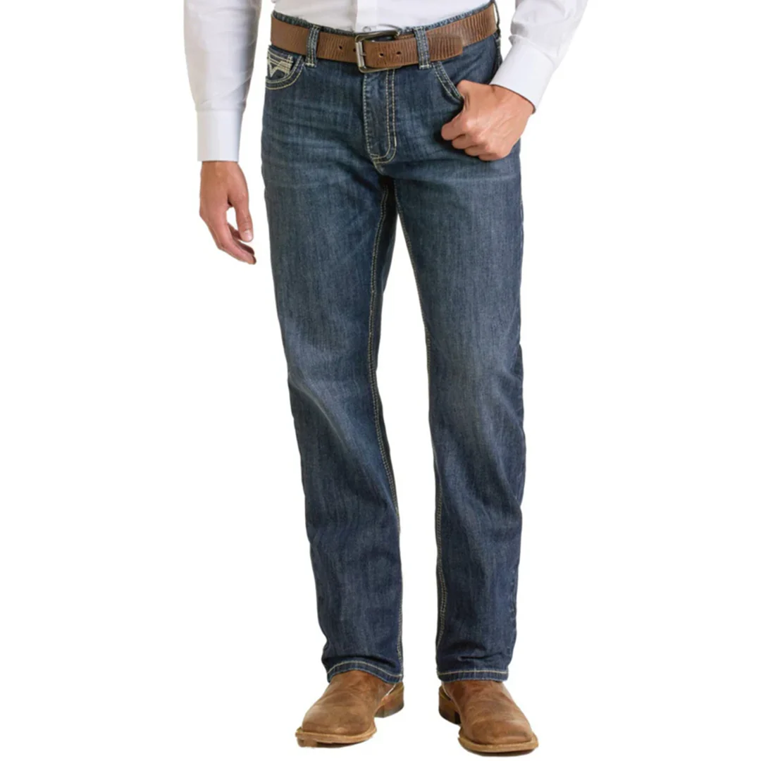 Мужские джинсы Rock & Roll Denim свободного кроя, двухцветные, с возможностью надевания сверху. Расклешенные штанины.