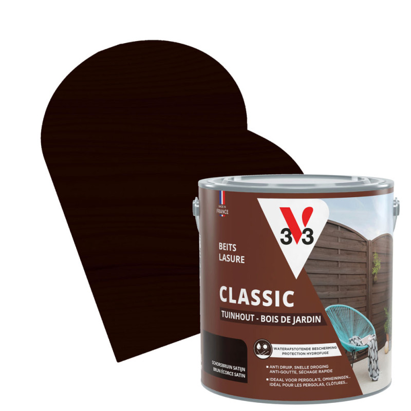 Lasure pour bois de jardin Classic brun écorce 2,5 L V33