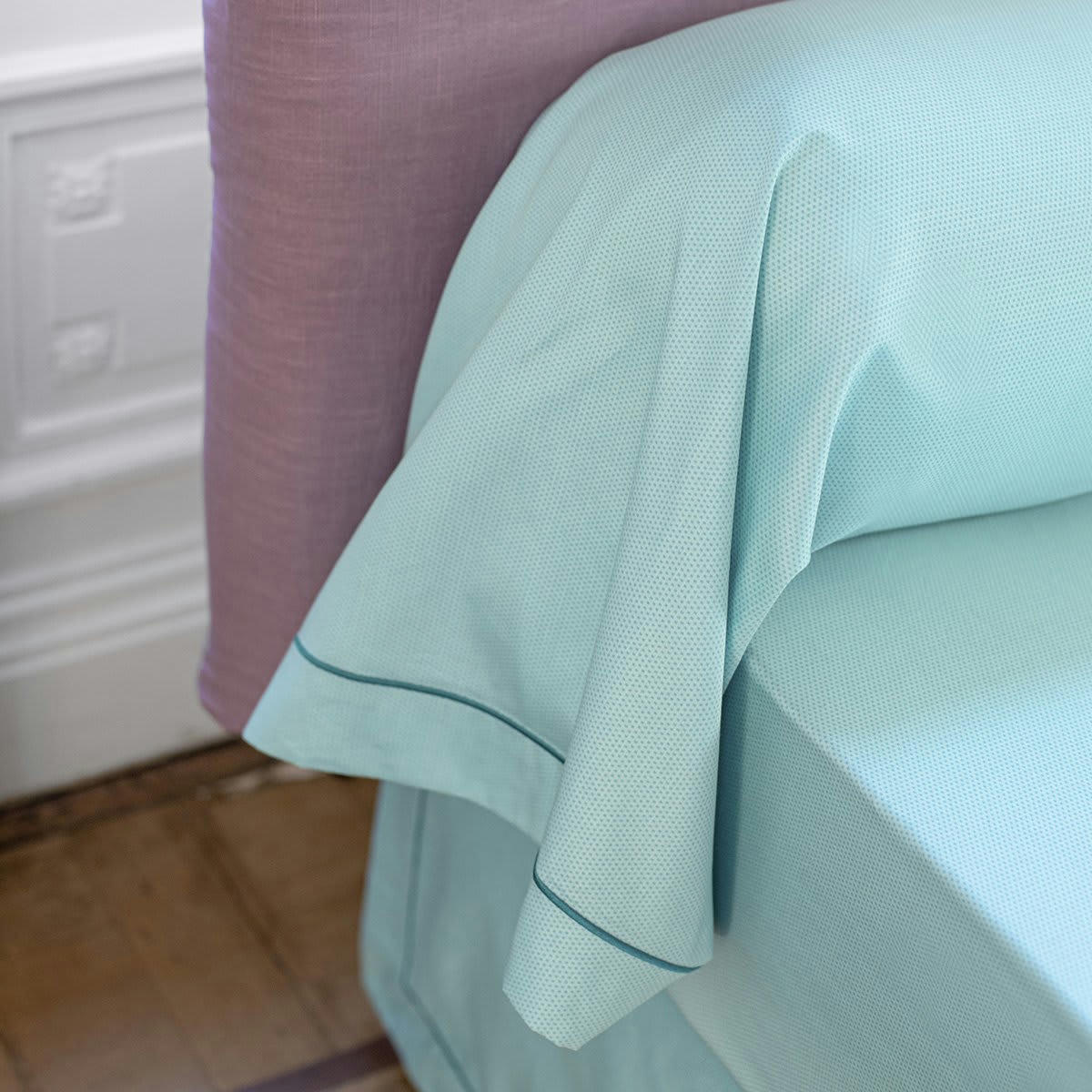 EPOQUE - Drap housse satin vert clair 90x200 cm