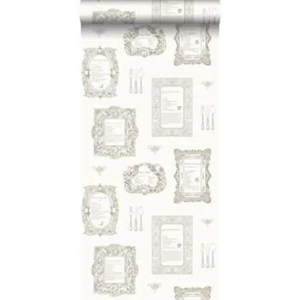 ESTAhome behang - recepten - beige - 53 cm x 10,05 m