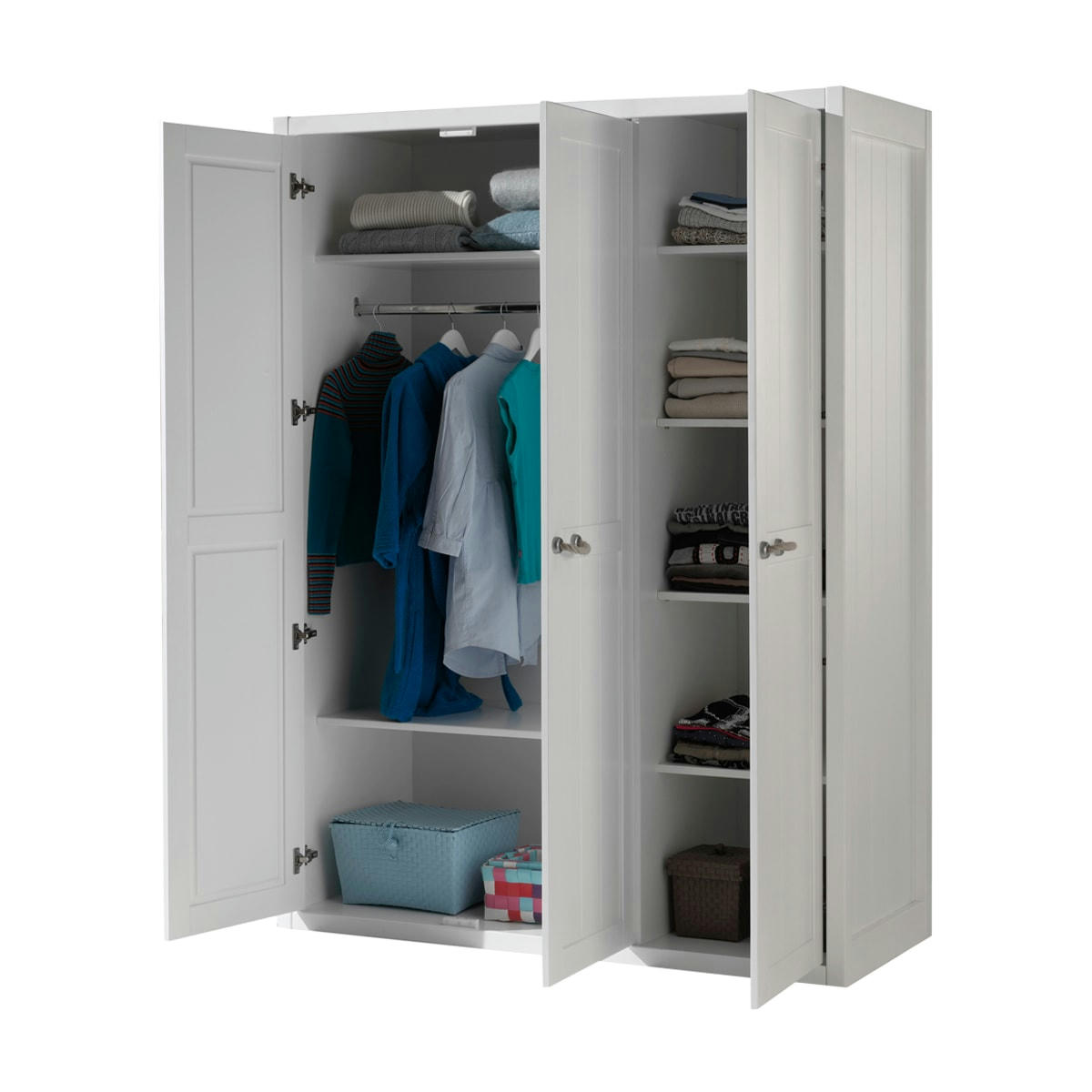 LEWIS - Armoire 3 portes blanc