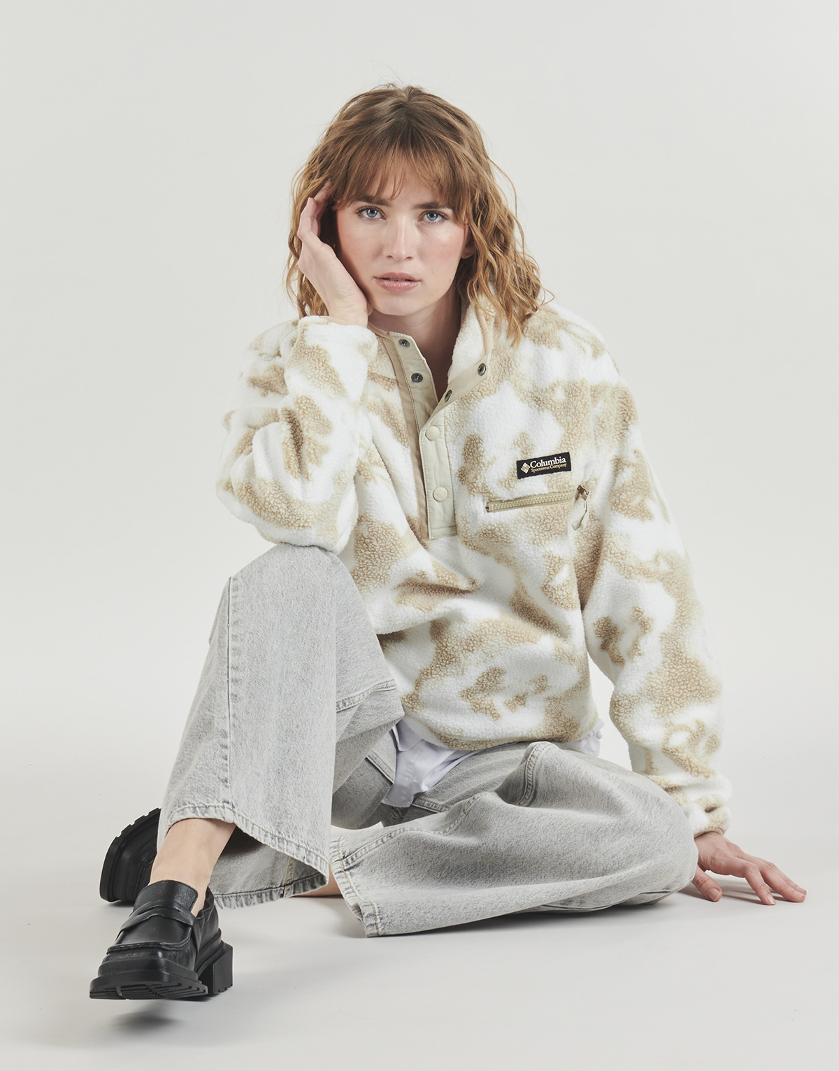 Columbia - HELVETIA II PRINTED CROPPED HALF SNAP FLEECE - Beige