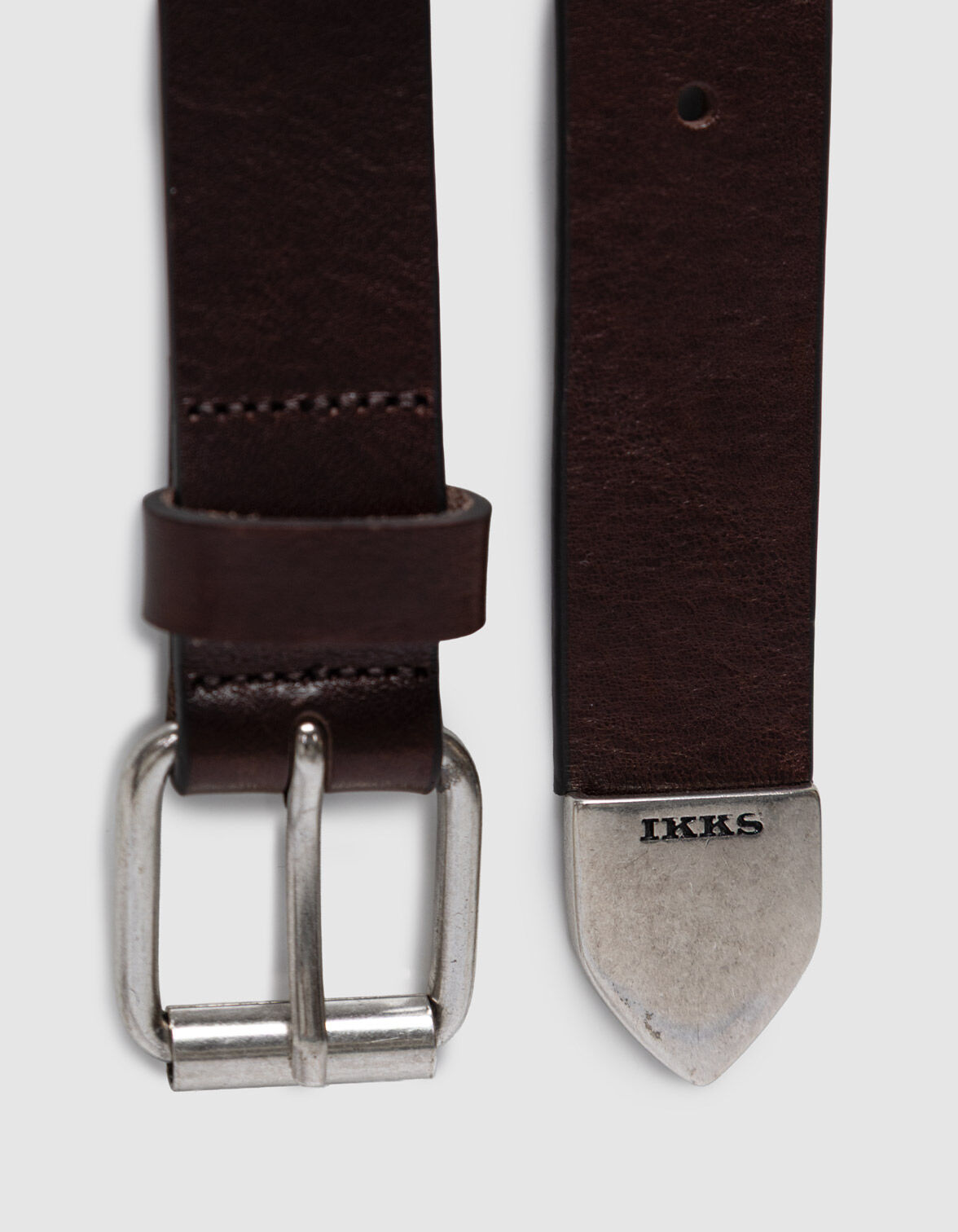Ceinture marron cuir bout métal Homme
