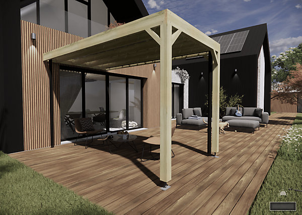 Carport bois - 2m x 4m - adossée - sens profondeur - livraison comprise