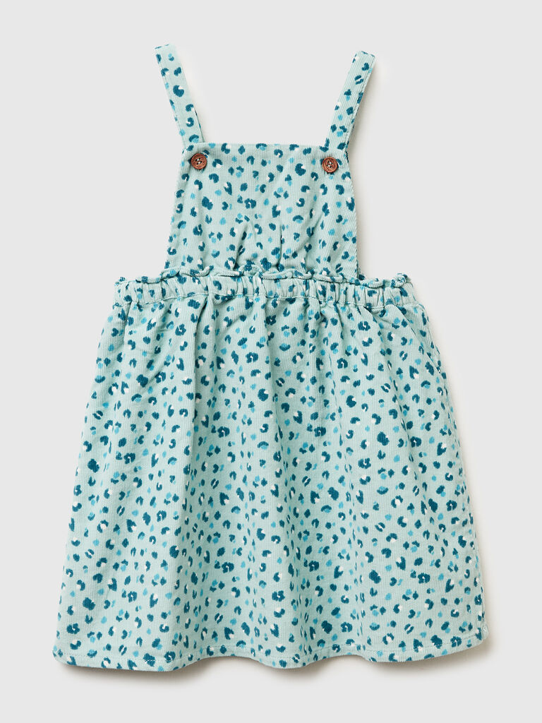 Patterned corduroy skirt overalls