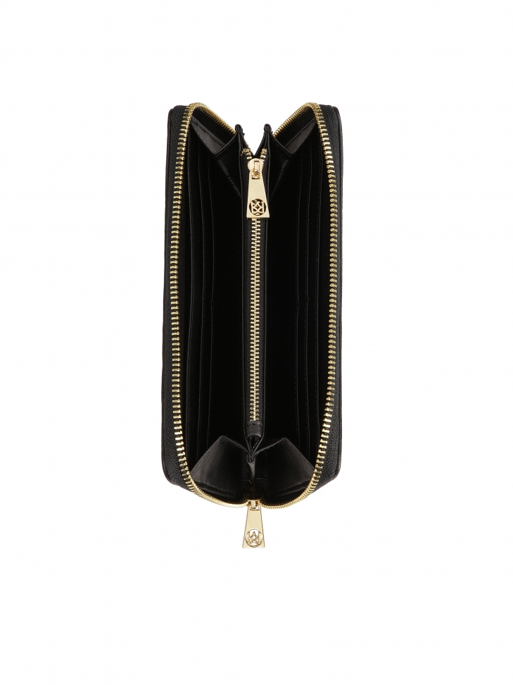 Black zip wallet with red roses