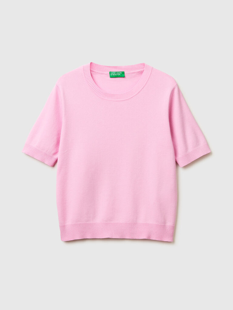 Pink short sleeve sweater
