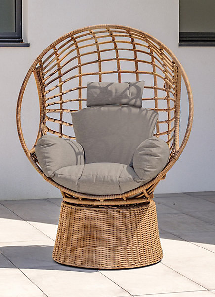 Balancelle de jardin Borabora Paris Garden résine tressée marron L 110 x l 87 x H 153 cm