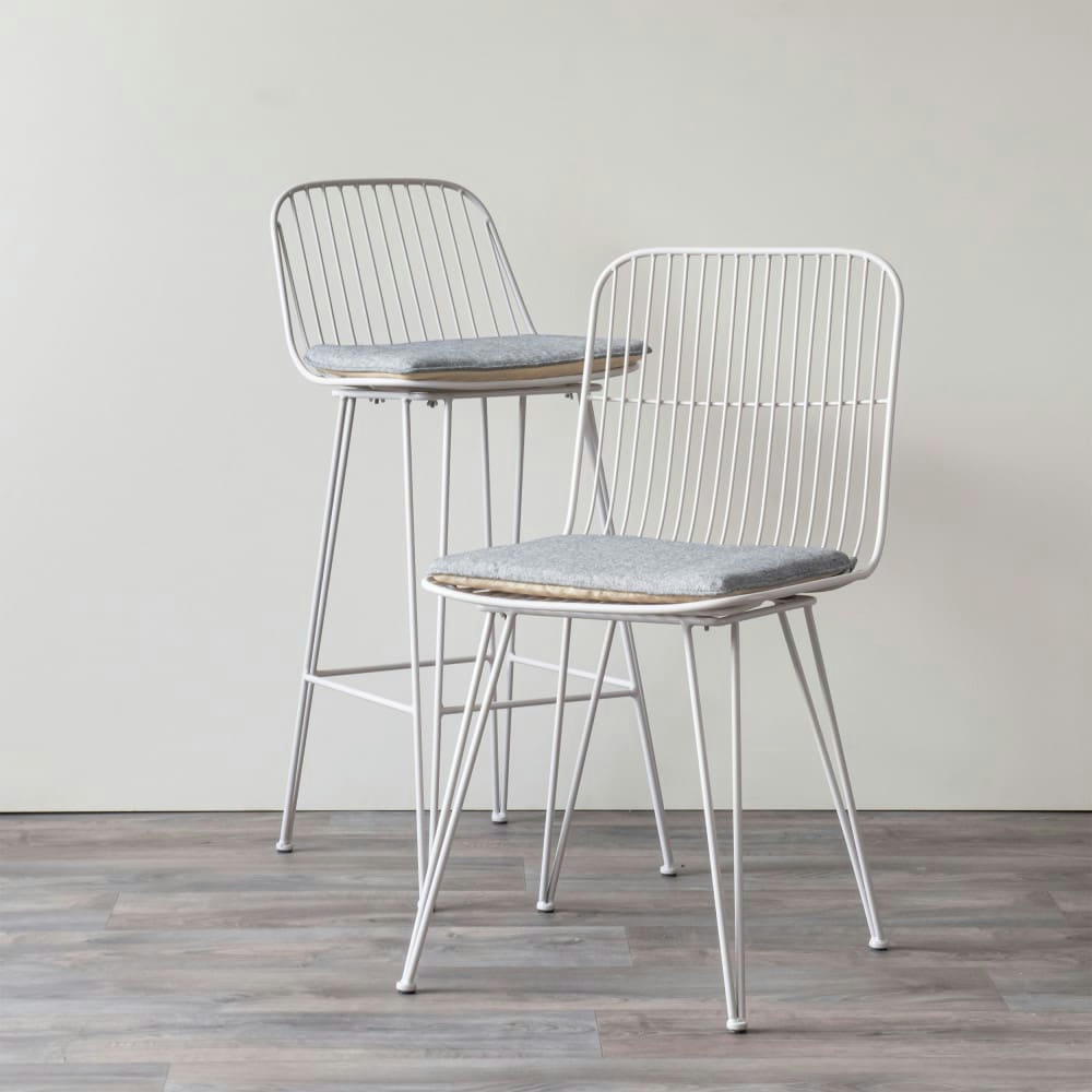 OMBRA - Lot de 2 chaises design en métal gris clair