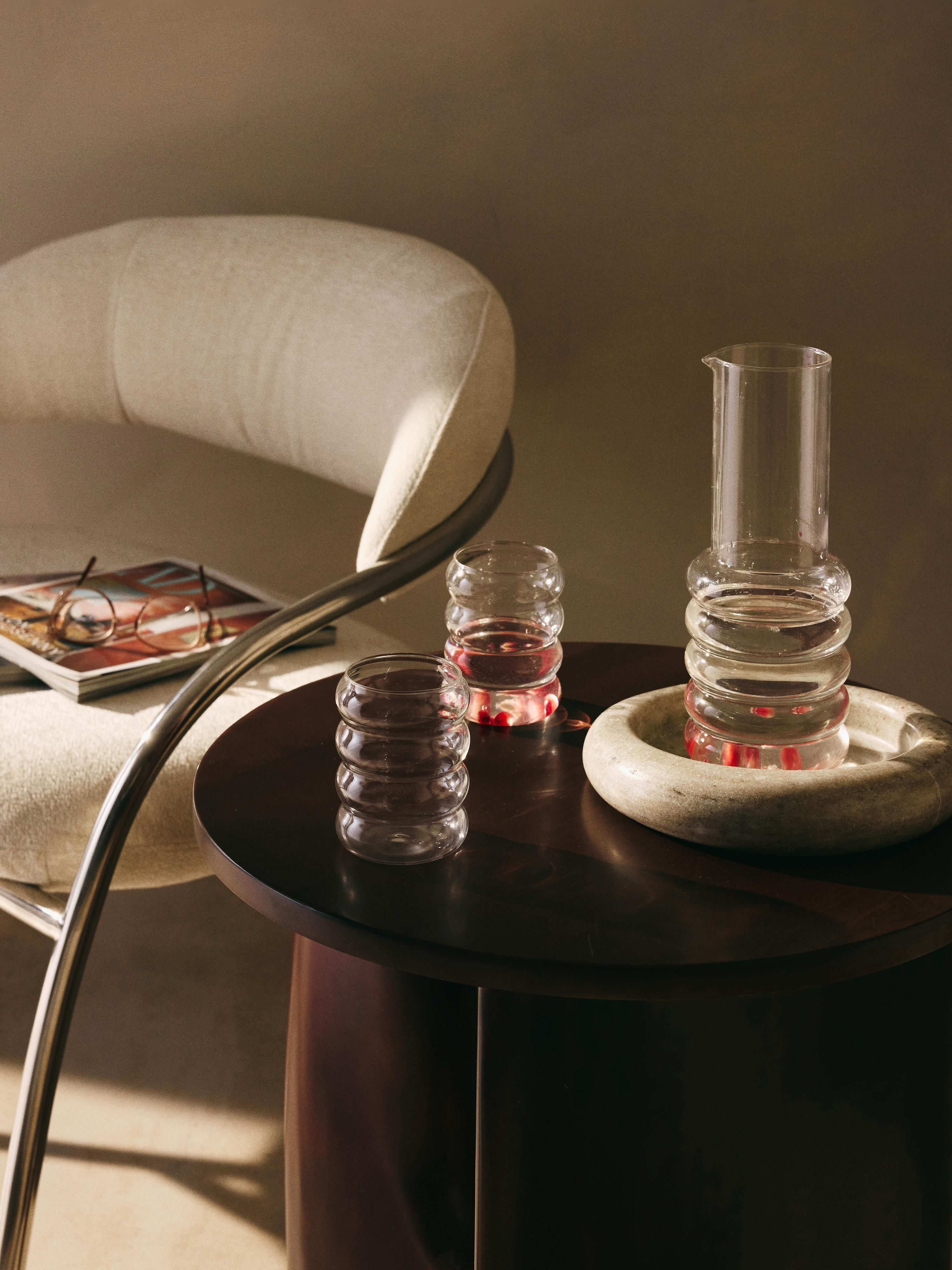 Mundgeblasene Karaffe Bubbly mit Trinkgläsern, 5er-Set