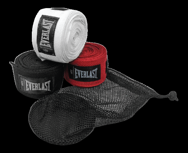 Everlast Core Boxing Hand Wraps, Red/Blk/White, 120-in, 3-pk