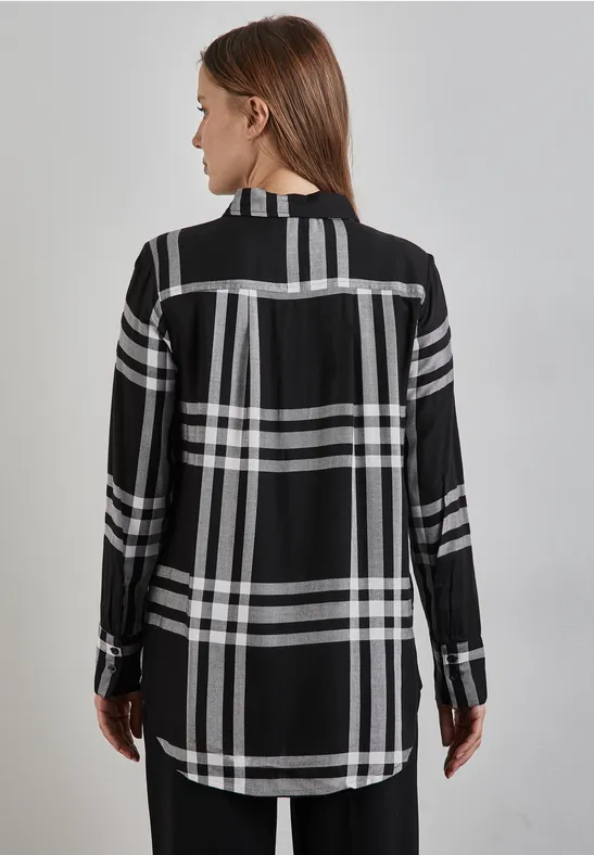 Karierte Longblouse