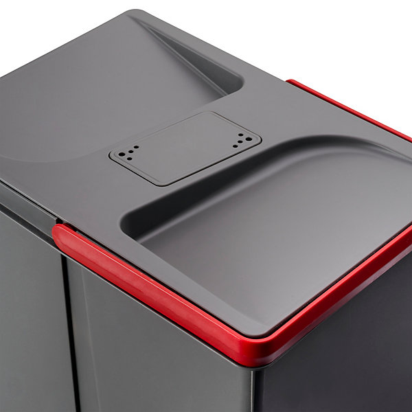 Emuca Poubelles pour tiroir de cuisine Recycle avec couvercle anti-odeurs, Hauteur 266, 1x15litres, Plastique Gris antracite