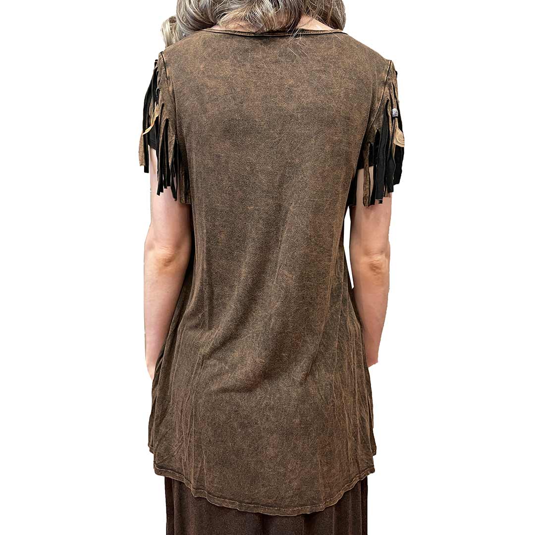 Женская блузка Pat Dahnke с коротким рукавом и бахромой из перьев.