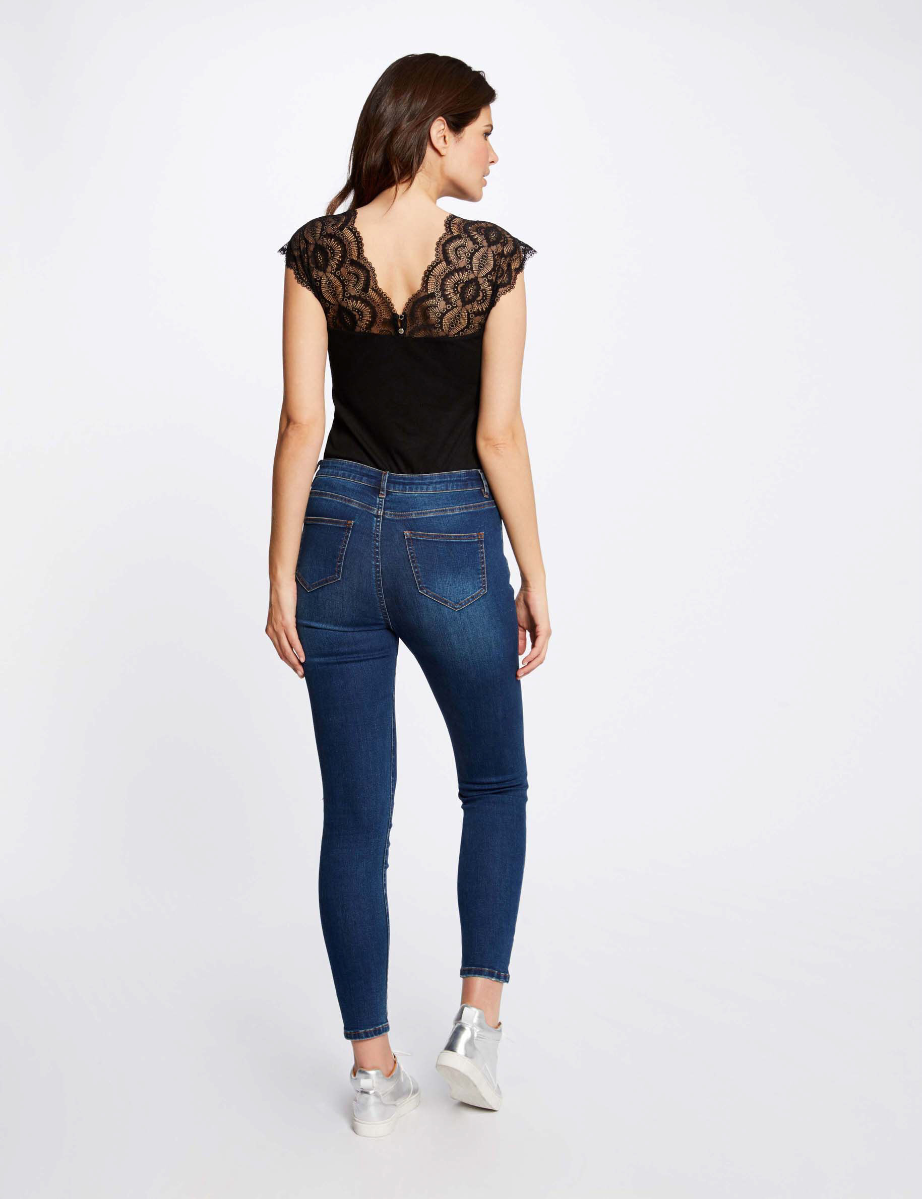 Short-Sleeved T-Shirt With Lace Black Women