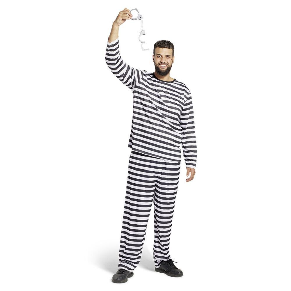 Déguisement prisonnier rayé noir blanc adulte - Taille L