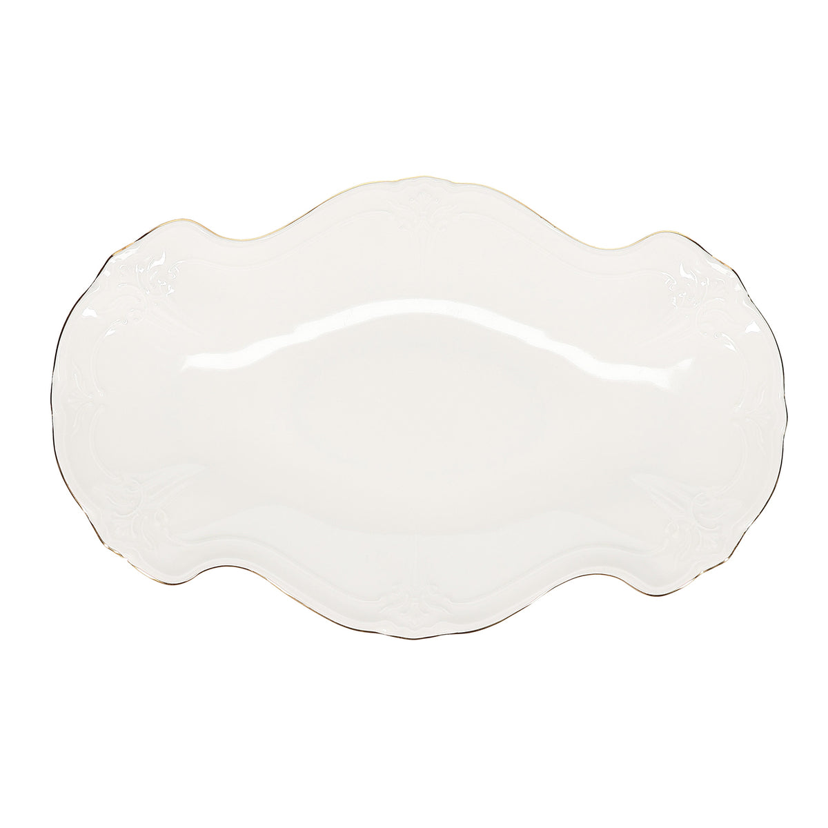 Bonbistro - Serveerschaal 39x25cm met gouden rand Retro - Set van 2