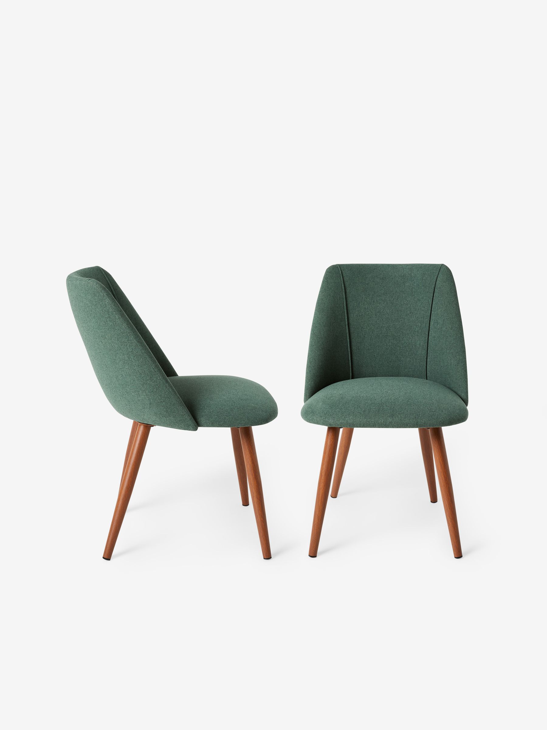 Set of 2 Lule Non Arm Dining Chairs in Bay Green and Walnut Effect Legs