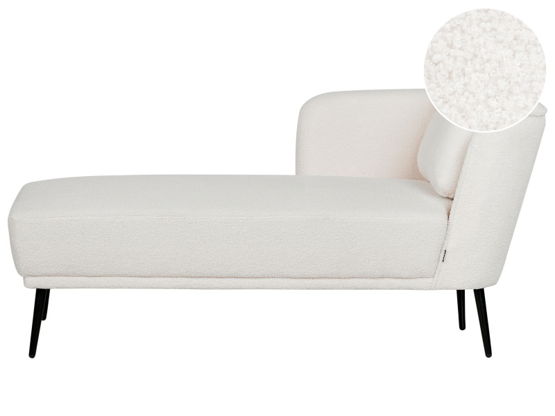 Szezlong z poduszką retro boucle złamana biel