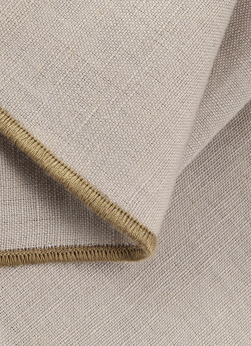 SERVIETTE DE TABLE UNI EN COTON ET LIN MASTIC/TABAC
