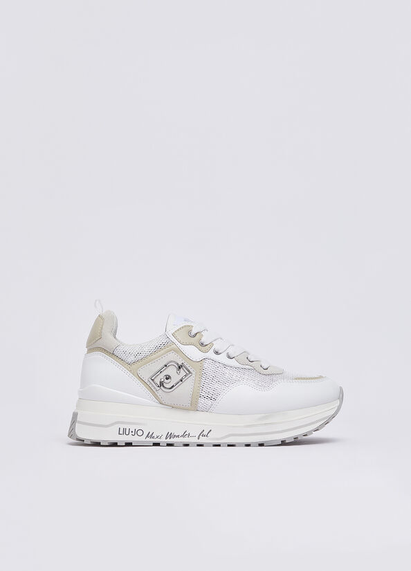 Sneakers platform in mesh con paillettes