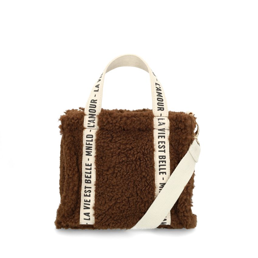 Manfield Donkerbruine teddy handtas