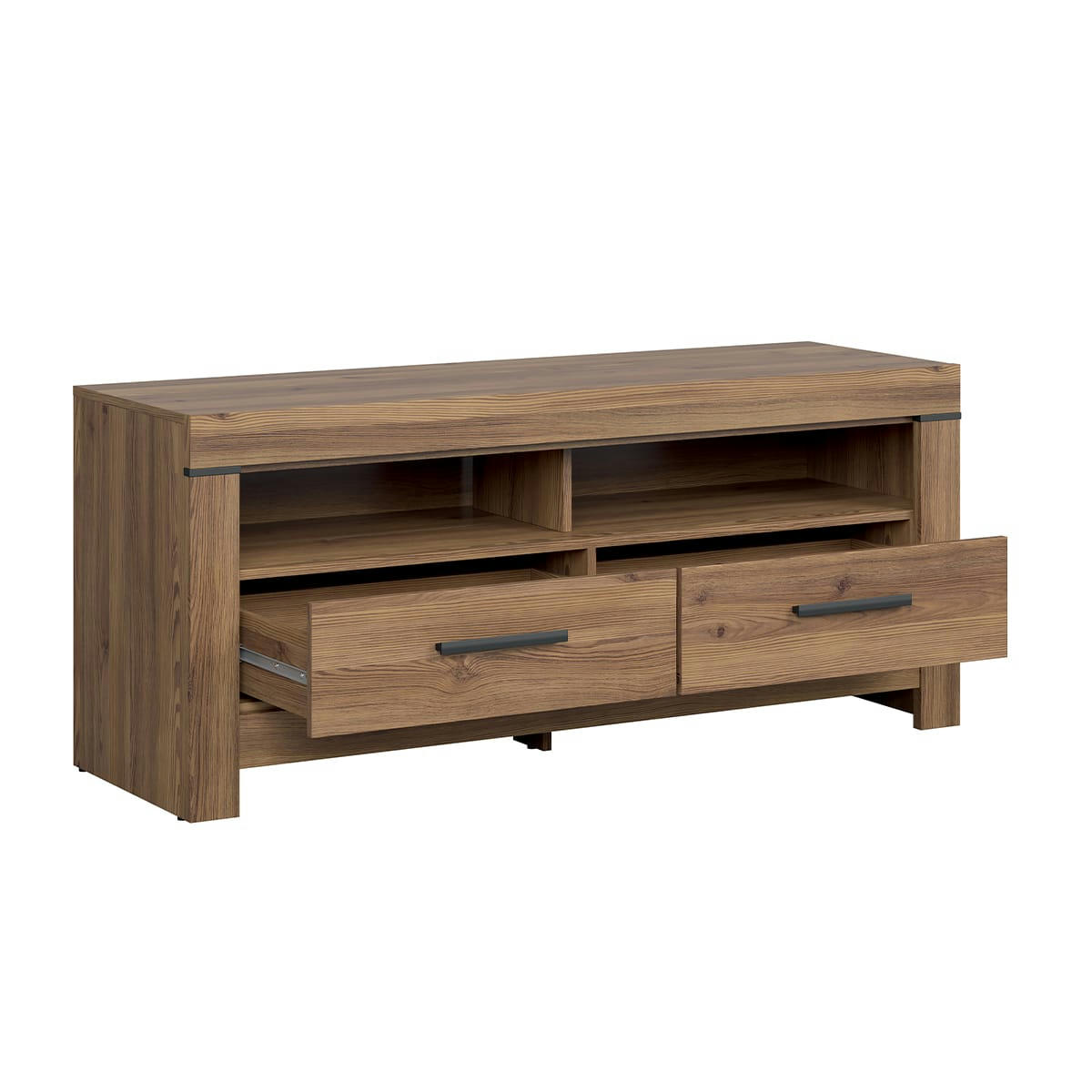 - Meuble TV 2 tiroirs 104 cm panneaux agglomérés naturel