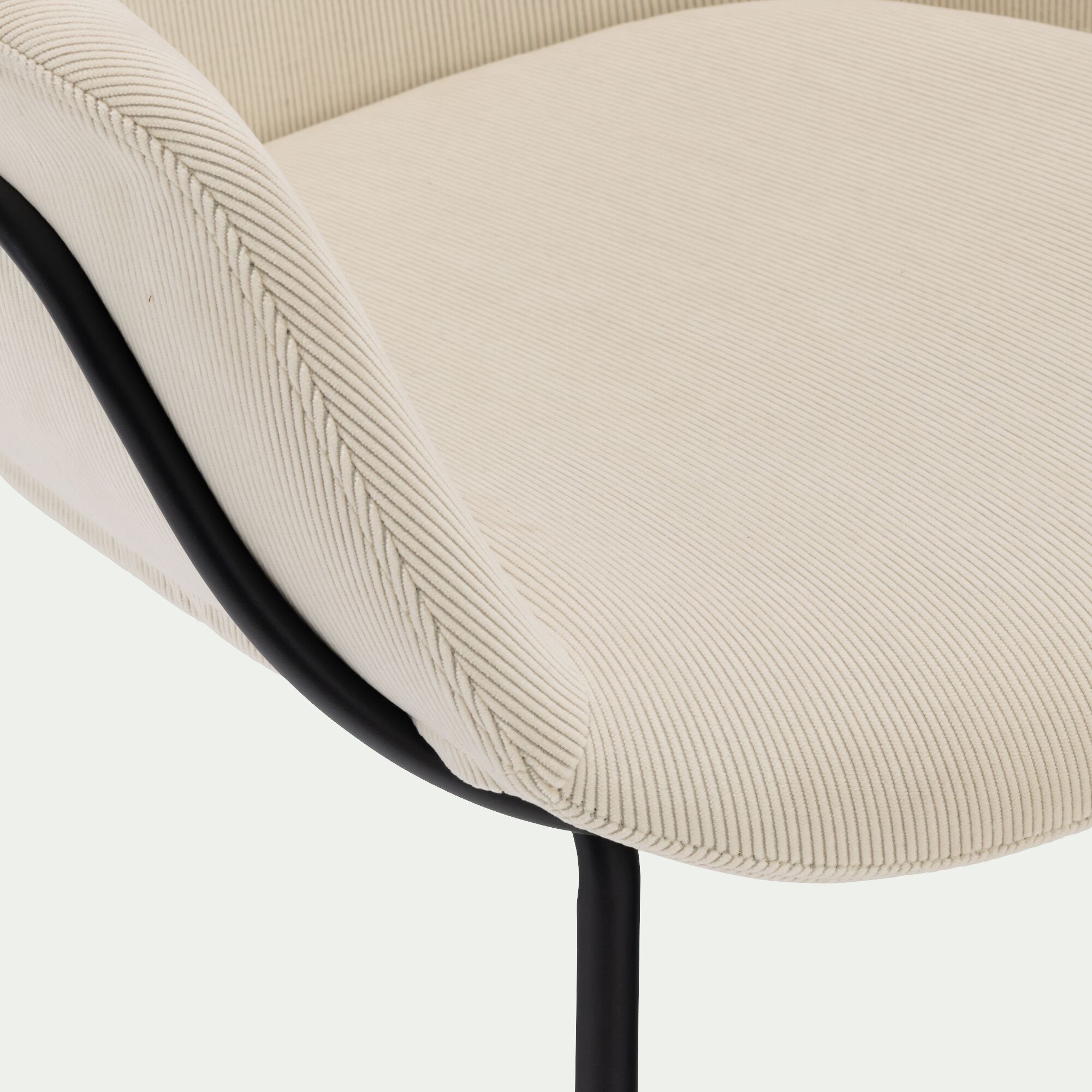 CHLOE - Chaise en velours côtelé avec accoudoirs - blanc ventoux