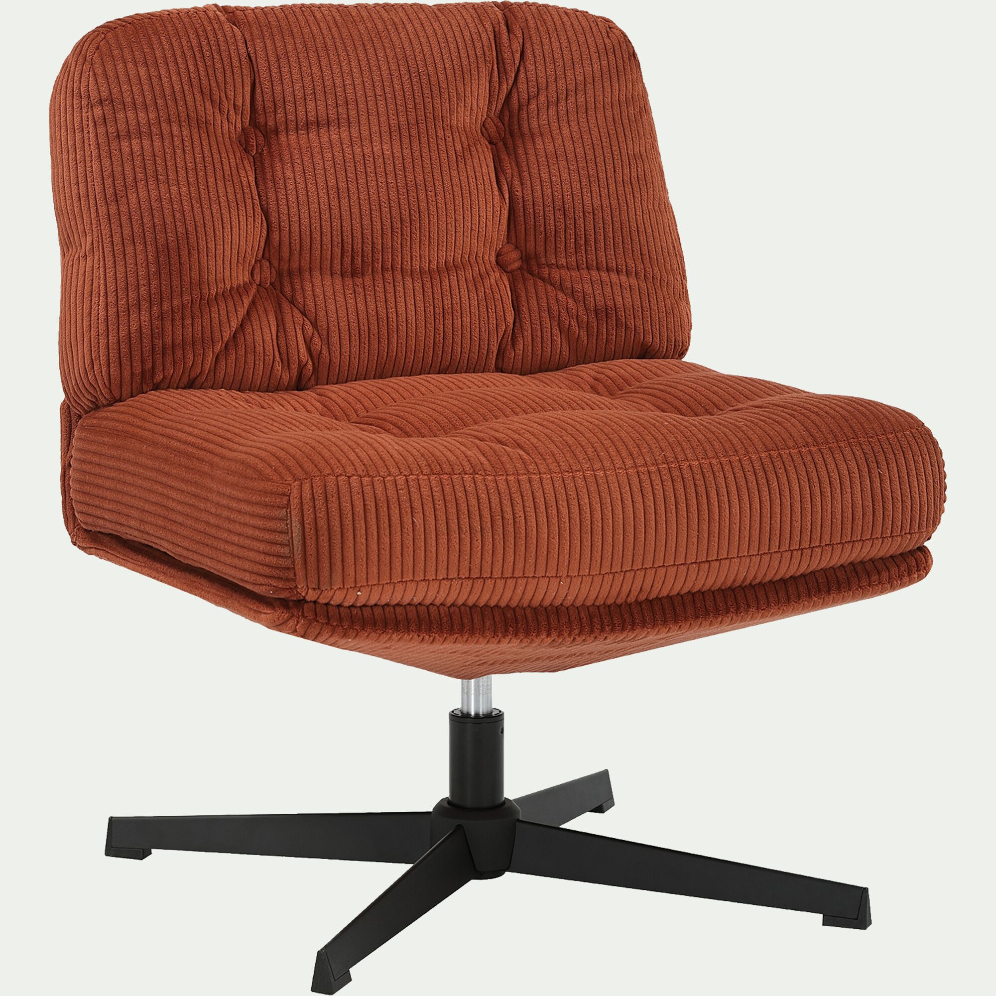 KIARA - Chaise pivotante en velours côtelé et piétement en fer - brun rustrel