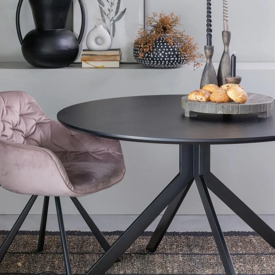 WOOOD Bruno Eettafel Rond - Mdf - Zwart - 75x&Oslash;120