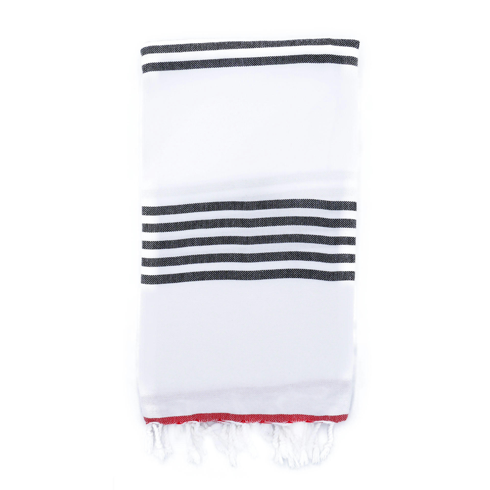 - Fouta 100% coton avec franges marine et rouge 100x170cm