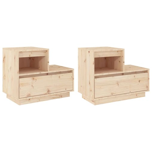 NNEVL Bedside Cabinets 2 pcs 60x34x51 cm Solid Wood Pine