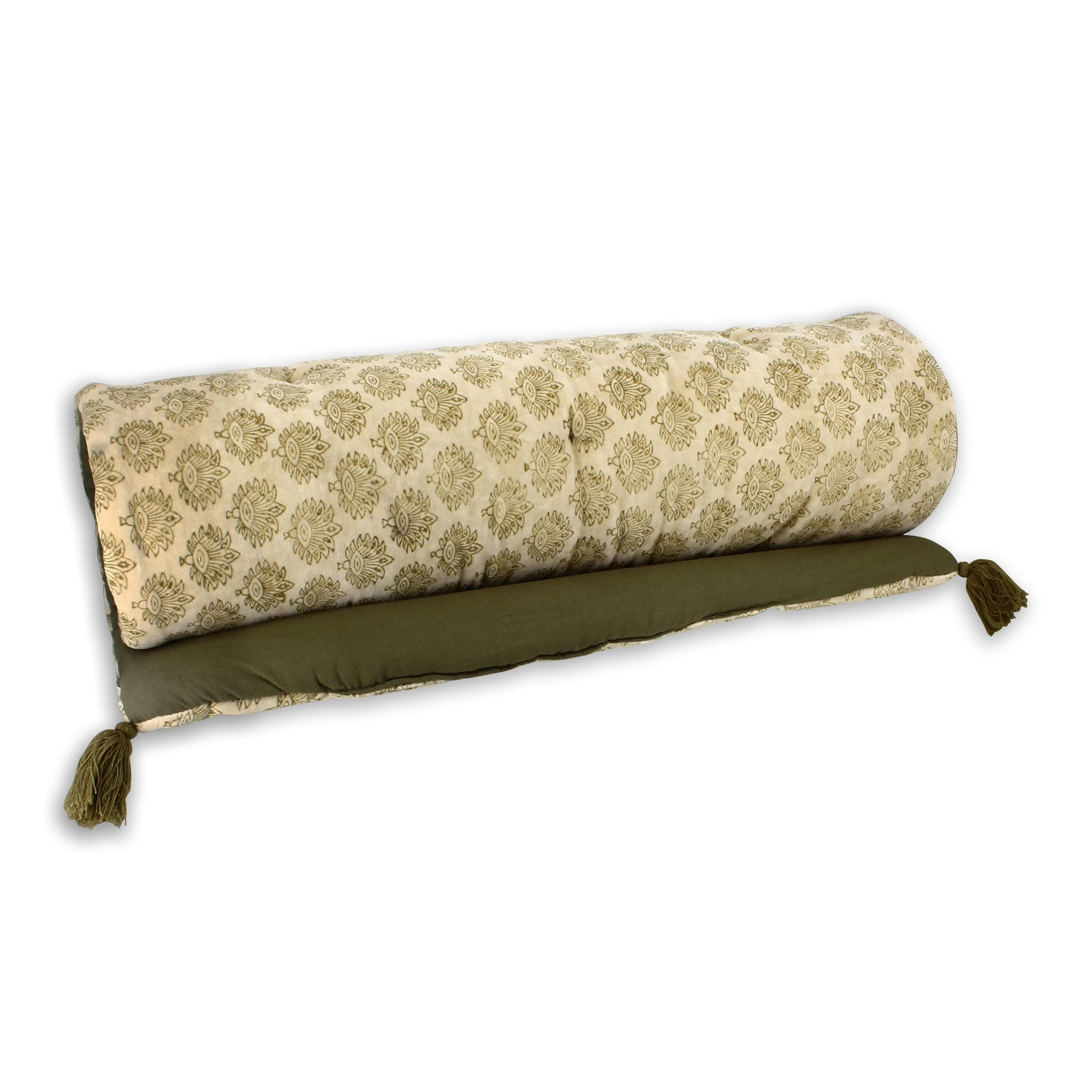 DORI - Couvre canapé en coton et velours vert 180cm
