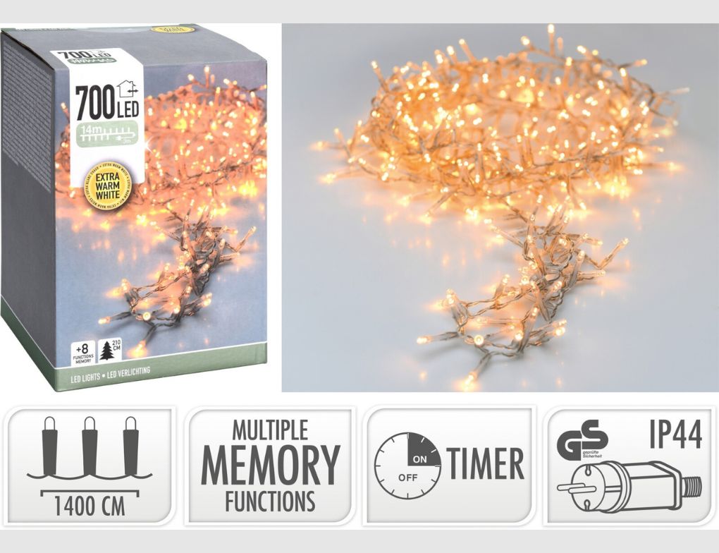 LED-Lichterkette 700 LEDs extra warmweiß mit Timer