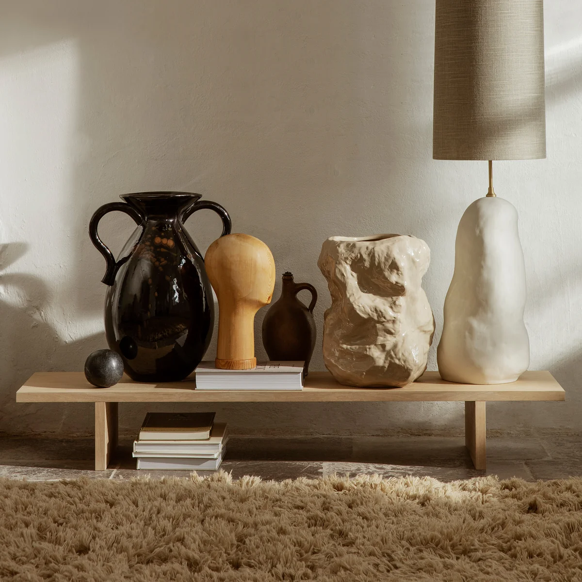 Ferm Living - Meadow Hochflor Teppich, 200 x 300 cm, light sand