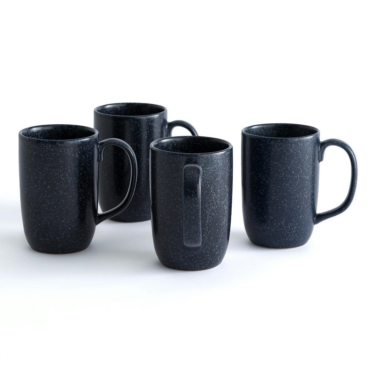 Lot de 4 mugs grès émaillé réactif, Preto