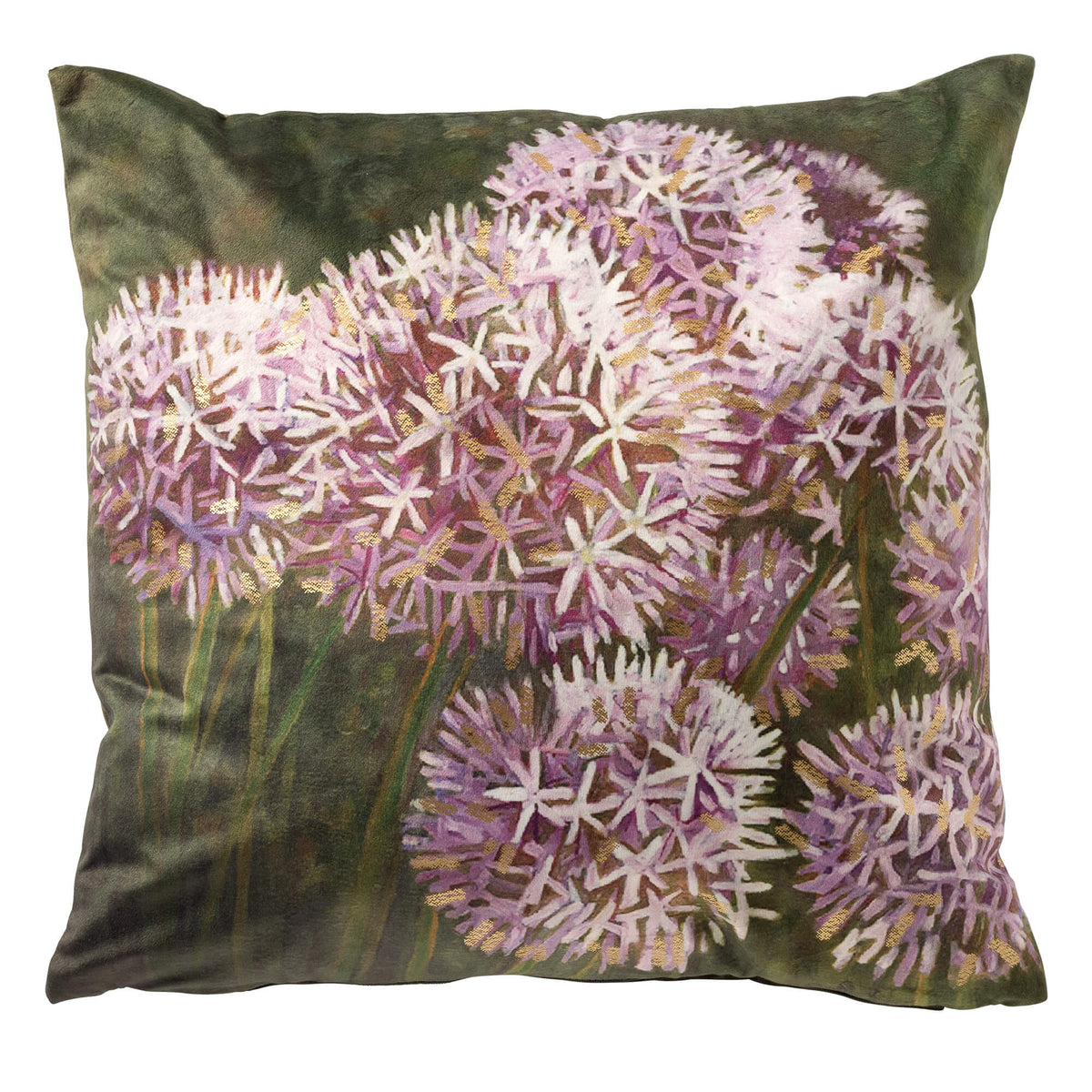 DIANTHE - sierkussen 45x45 cm - bloemenprint - Orchide Ice - paars, groen