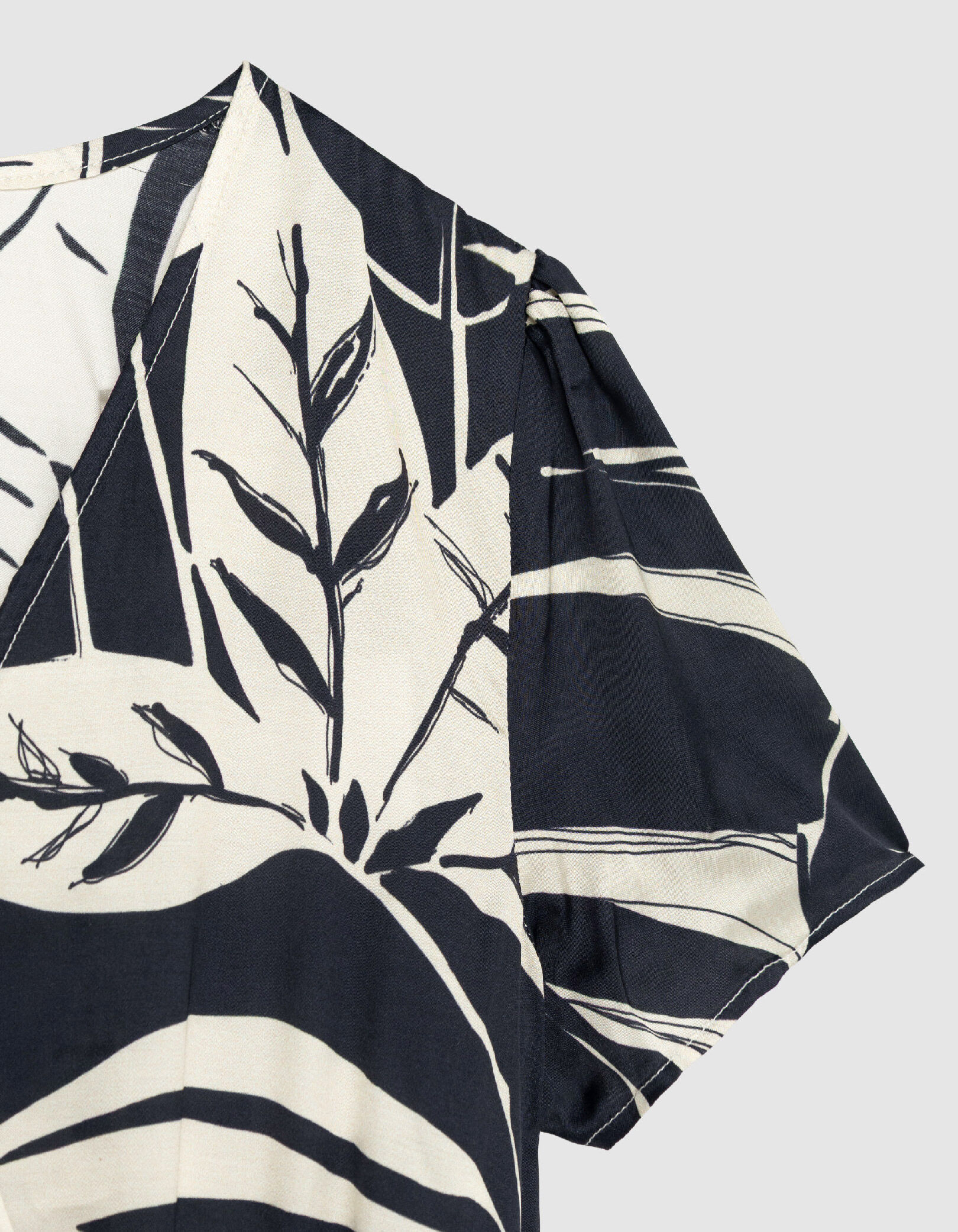 Robe marine imprimé maxi feuilles Femme