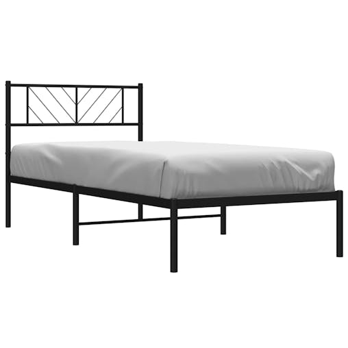 NNEVL Metal Bed Frame with Headboard Black 107x203 cm