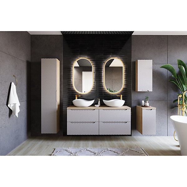 Meuble sous vasque YOKABeige et chene clair 70 cm