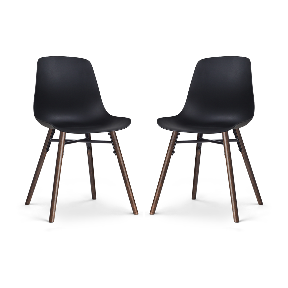 Nolon Nena-Pip Eetkamerstoelen Set van 2 - Zwart - Walnoot Poten