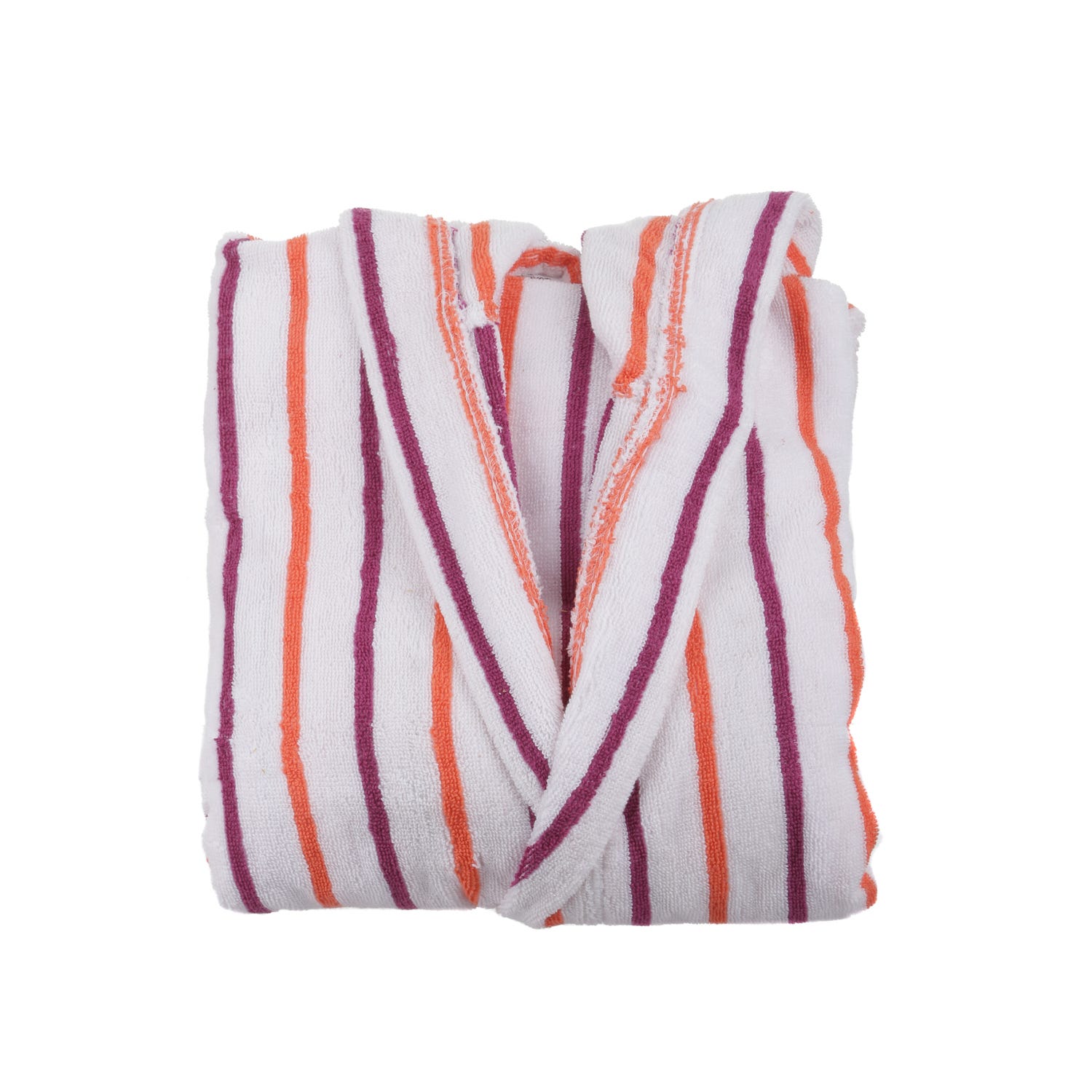 Accappatoio cotone righe fucsia arancio