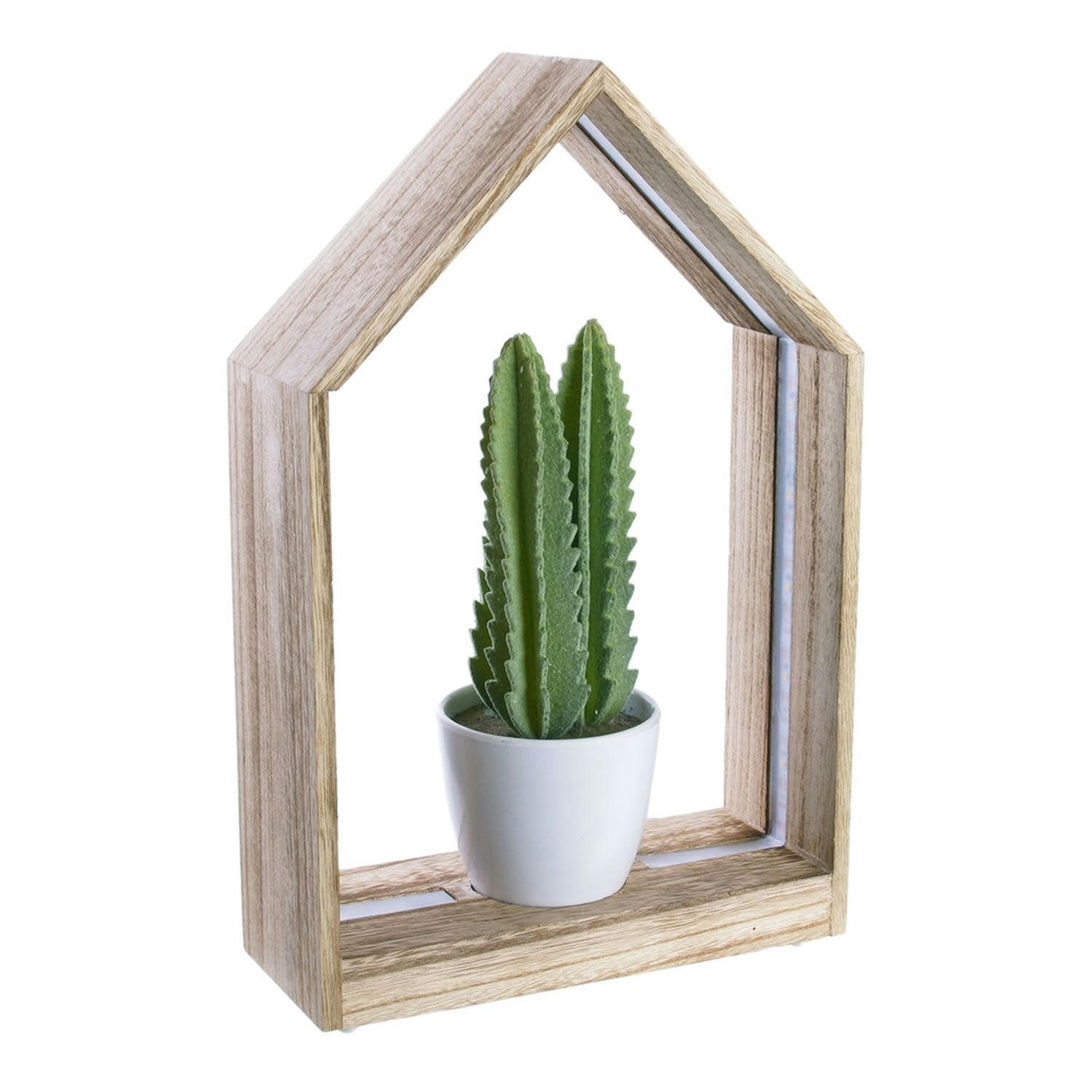 GARDEN - Etagère décorative led avec plante garden marron