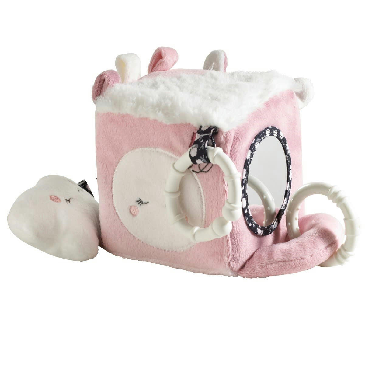 MISS FLEUR DE LUNE - Cube d'activités motif fleuri en velours Rose